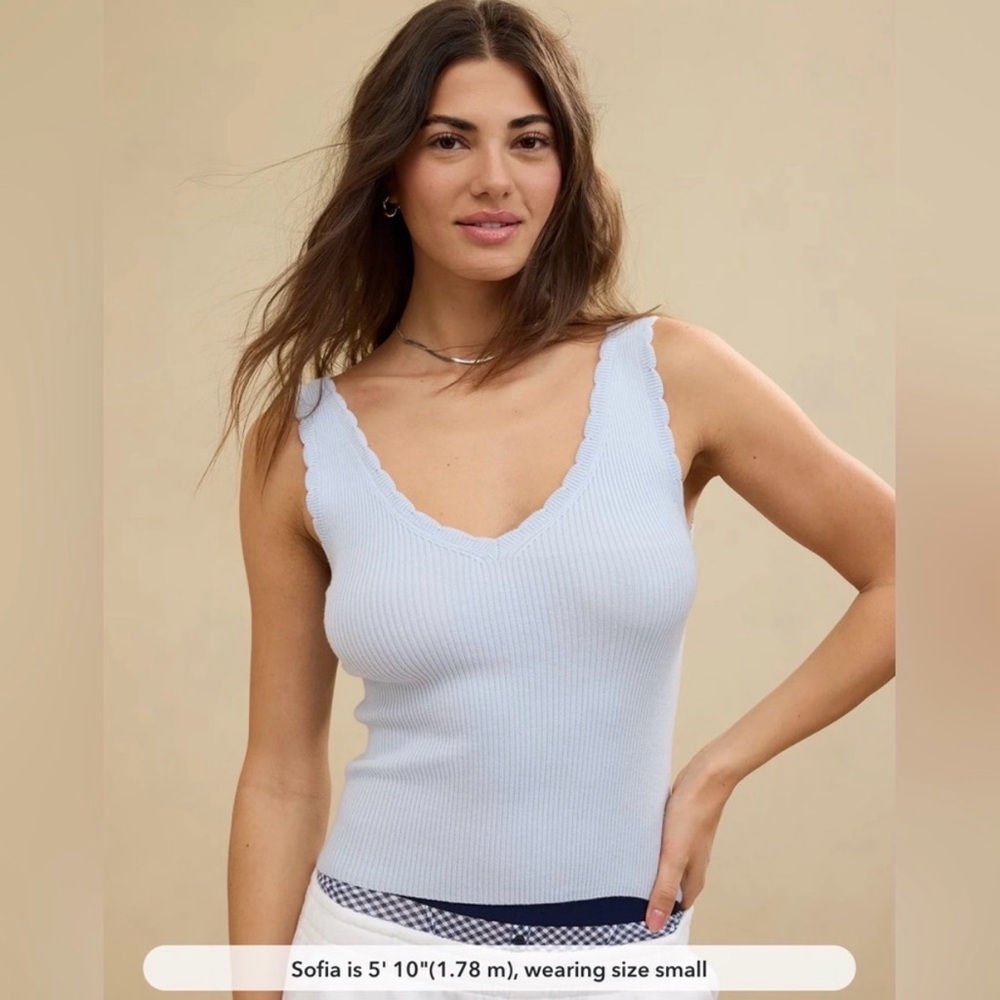 NWT Aerie Soft Blue Ribbed tank Top Sz M new